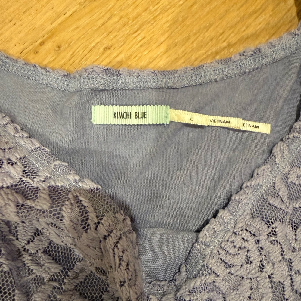 Kimchi Blue Off the Shoulder Lace Floral Lavender Top - Picture 7 of 9